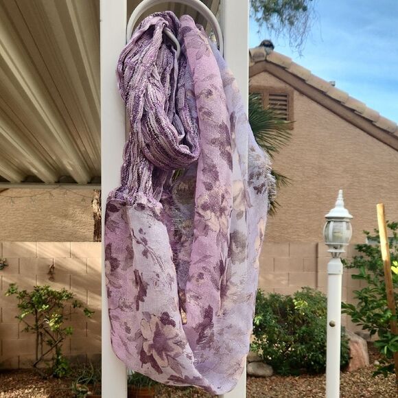 Accessories - Purple Floral Scarf New With Tag